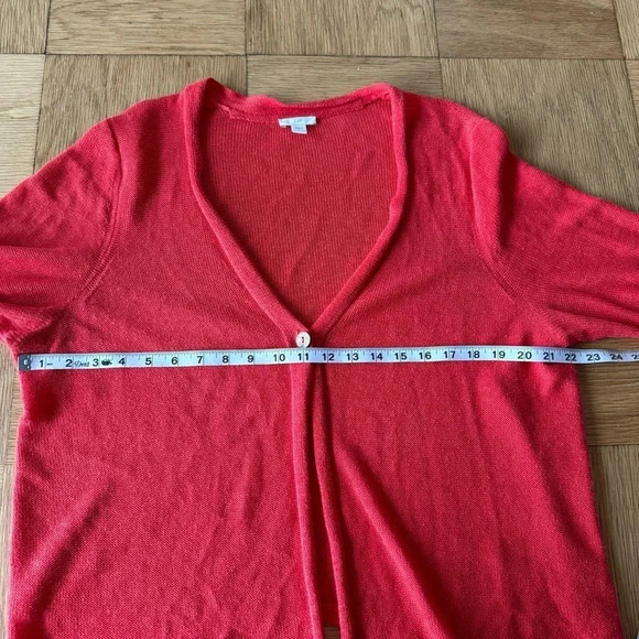 J Jill Large Coral Linen Blend Cardigan Knit Single Button Lightweight - Picture 5 of 7